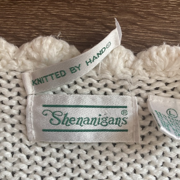 Women’s 80’s Vintage Hand Knit Large Shenanigans Ramie/Acrylic Sweater - Picture 5 of 12